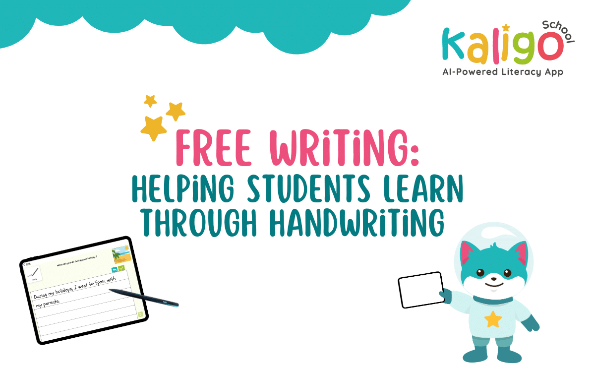 Kaligo School free writing tool helping students develop literacy and handwriting skills on a tablet