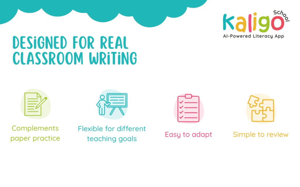 Digital classroom writing tool designed to complement paper practice, support different teaching objectives, adapt easily to lesson needs and simplify assessment